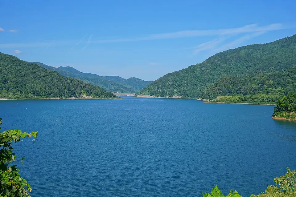 Blue lake and green mountains — Yamagata, Japan