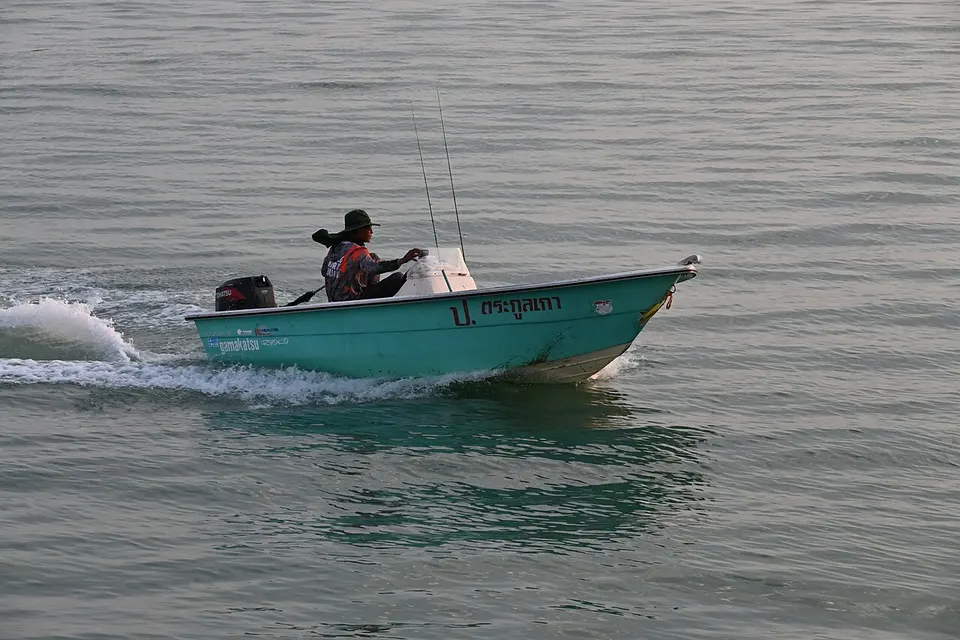 Fishing boat on coastal water — Rayong Province, Thailand
