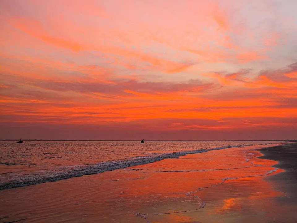 Coastal shoreline at sunset — Banjul, Gambia