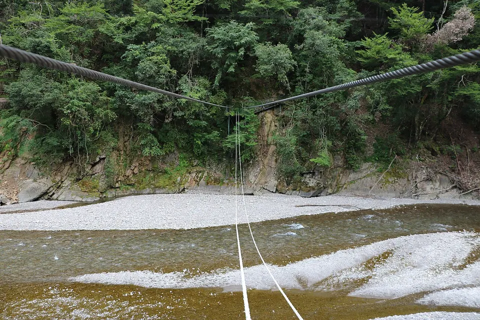 Yaen.traditional ｍanpower ropeway across and would like the valley D — Totsukawa, Japan