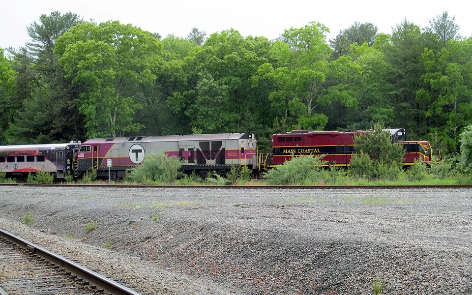 CapeFLYER trainset being towed into Middleborough Layover (1), June 2017 — Plymouth, United States
