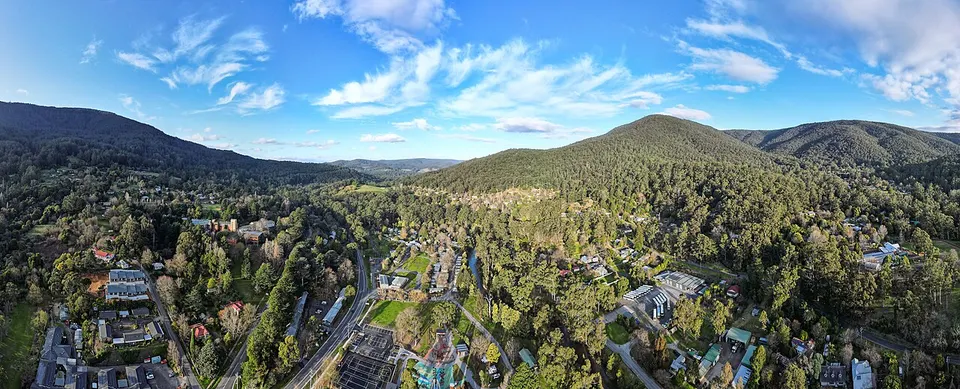 Warburton Aerial Panorama 20 August 2022 — Yarra Ranges, Australia