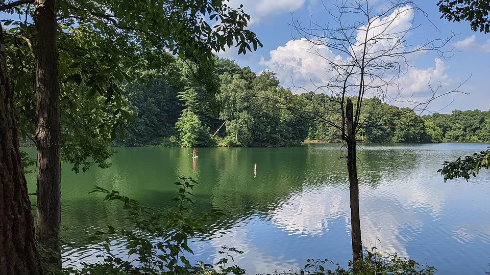 Wolf Run State Park reservoir from campground — Noble, United States