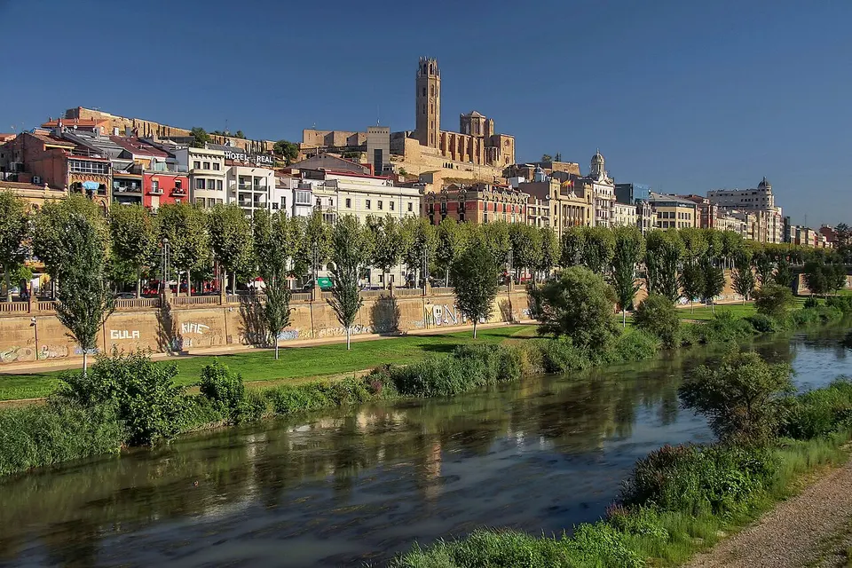 Historic city beside a river — Lleida, Spain