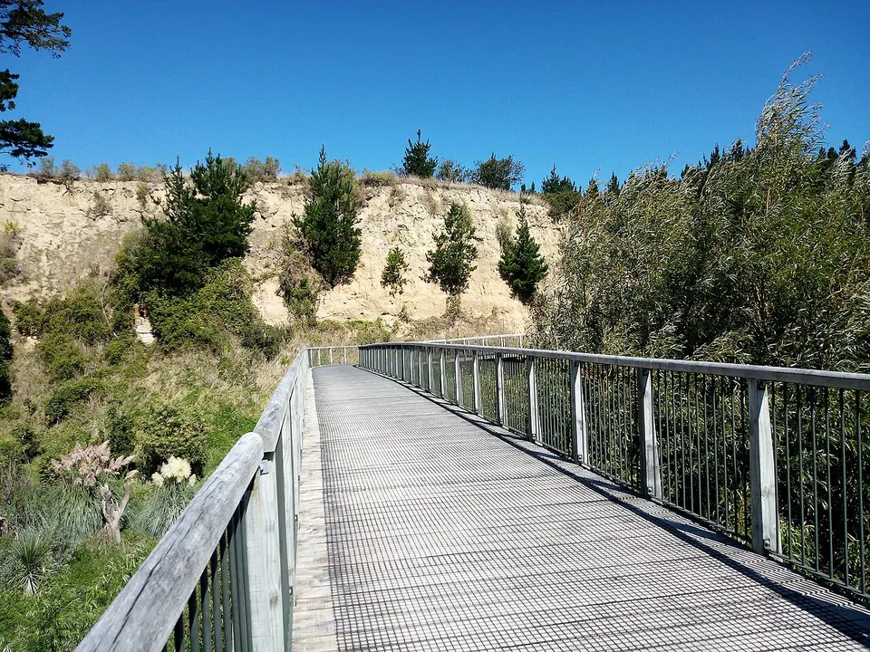 Turitea Stream and cliff bridge — Palmerston North City, New Zealand