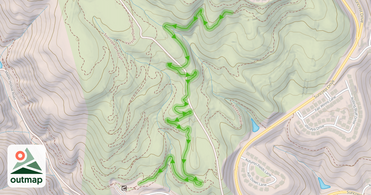 Map of Rattle and Hum DH Bike Trail