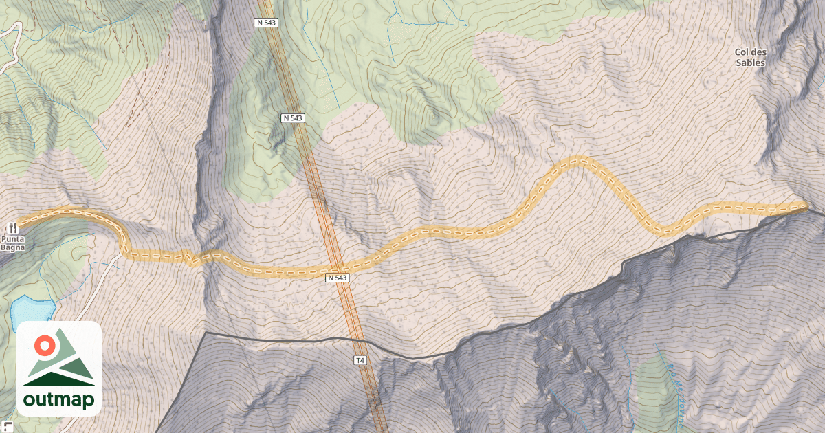 Map of Cime du Grand Vallon — Télésiège de Punta Bagna