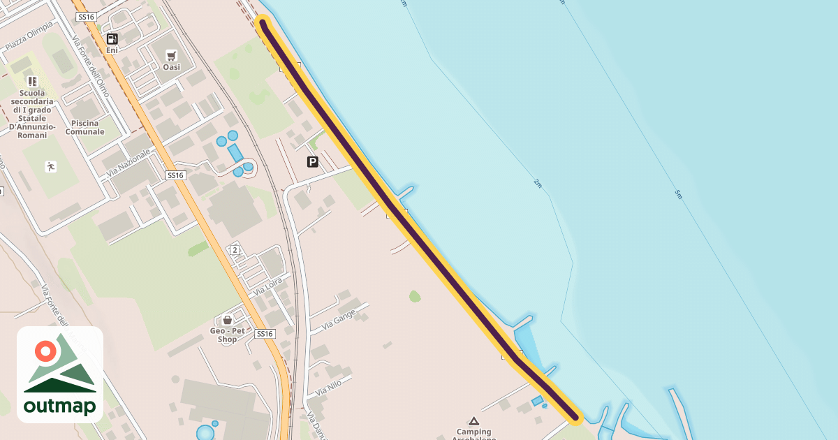 Map of Via Adriatica Trail