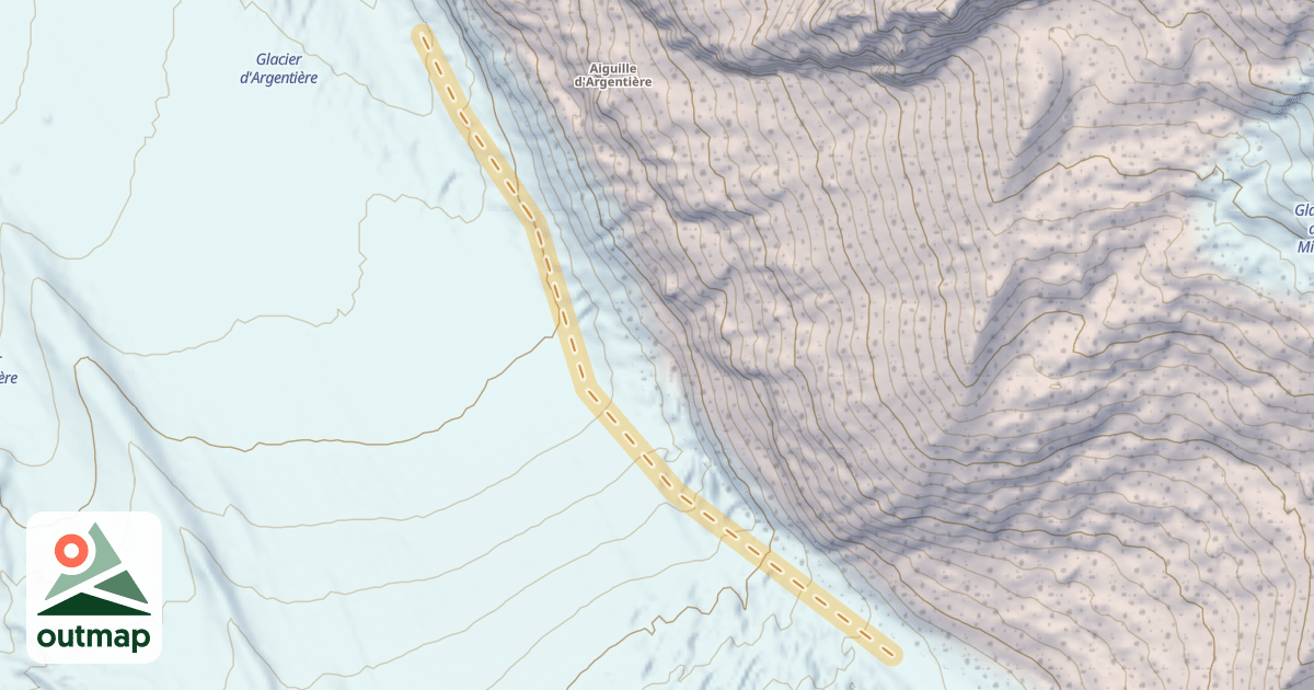 Map of Cabane Argentière-Col de Chardonet Route