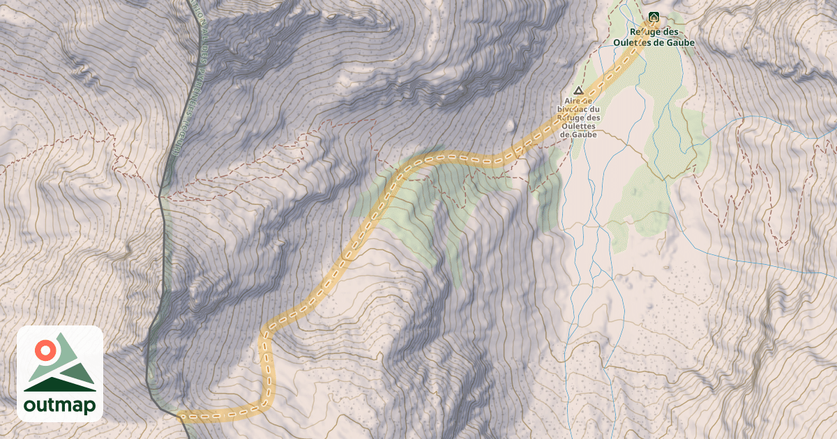Map of Col des Oulettes — Refuge des Oulettes de Gaube
