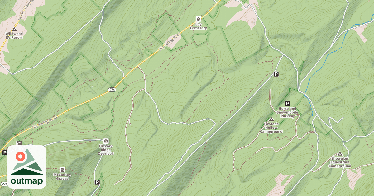 Map of Tuscarora State Forest Southern Division Snowmobile Trails