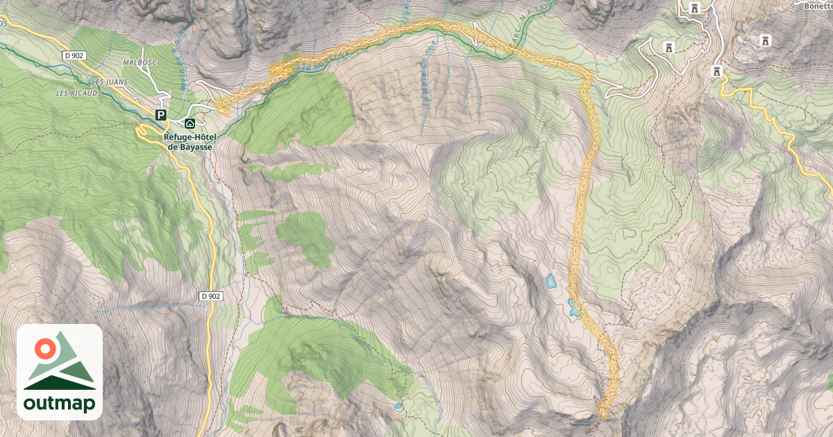 Map of Col de Cime Plate — Bayasse