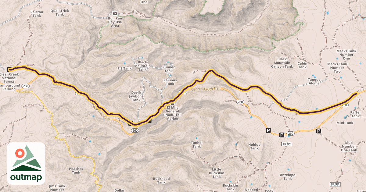 Map of General Crook National Recreation Trail