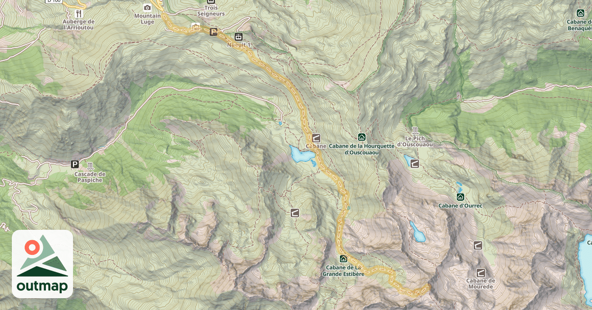 Map of Soum de Lascours — Station de Hautacam - Col de Tramassel ou de Buraou