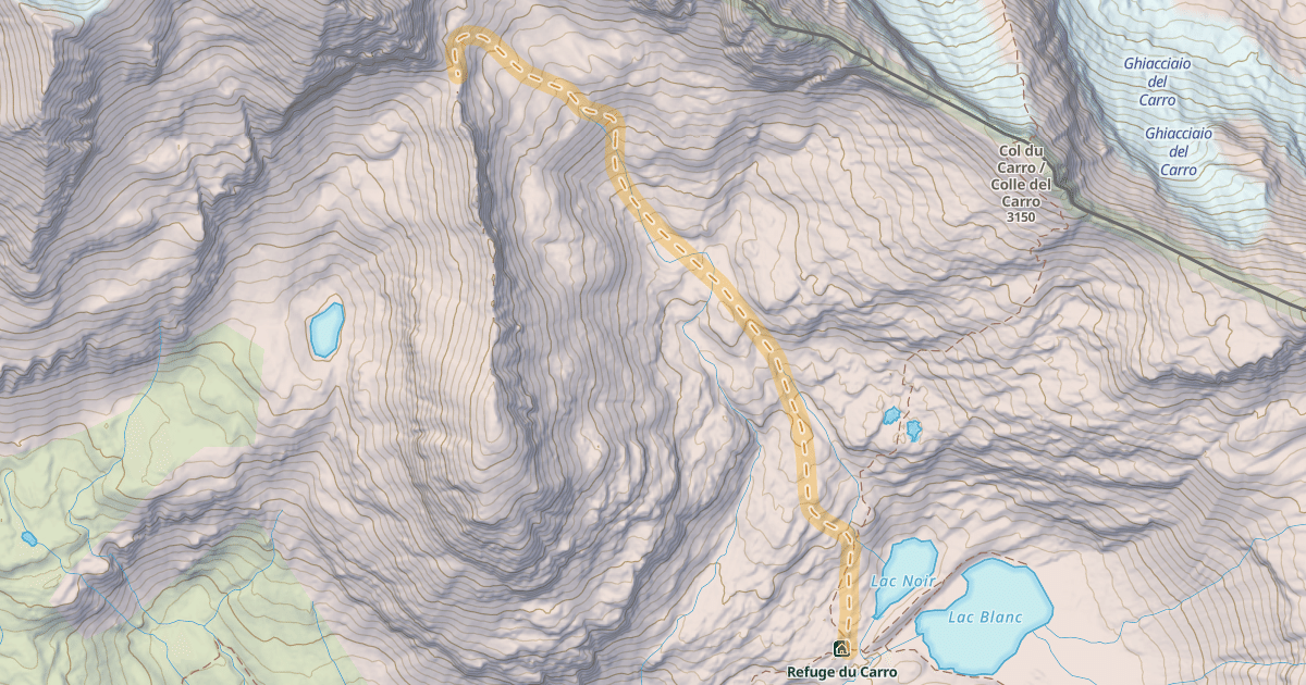Map preview of Col de Gontière — Refuge du Carro