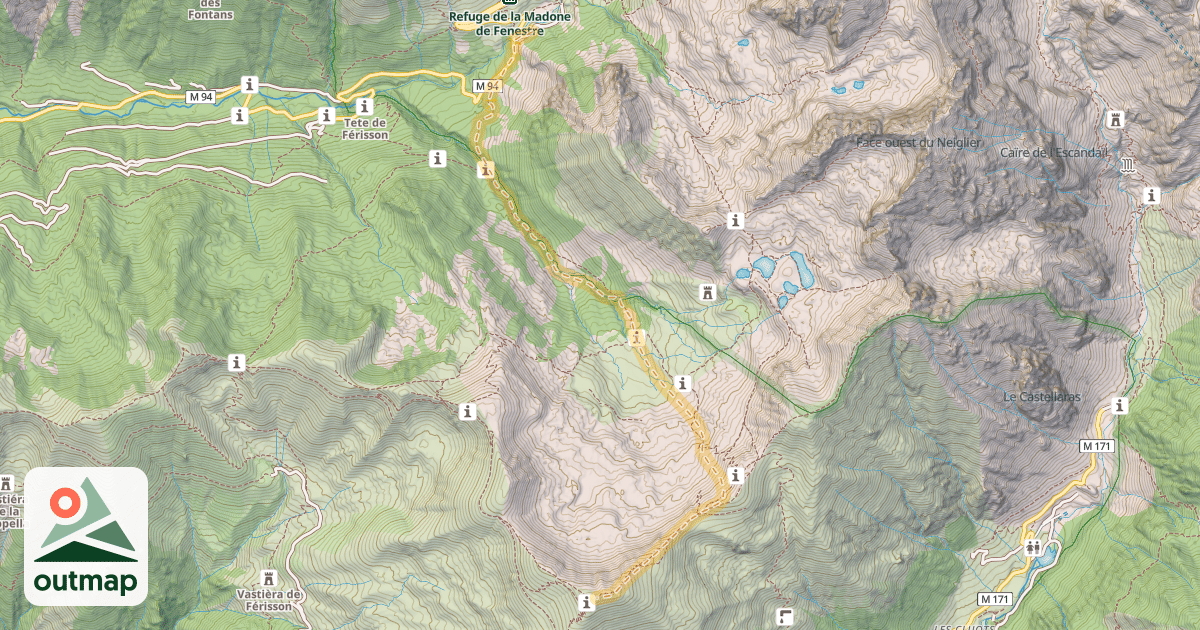 Map of Cime de la Valette de Prals — La Madone de Fenestre