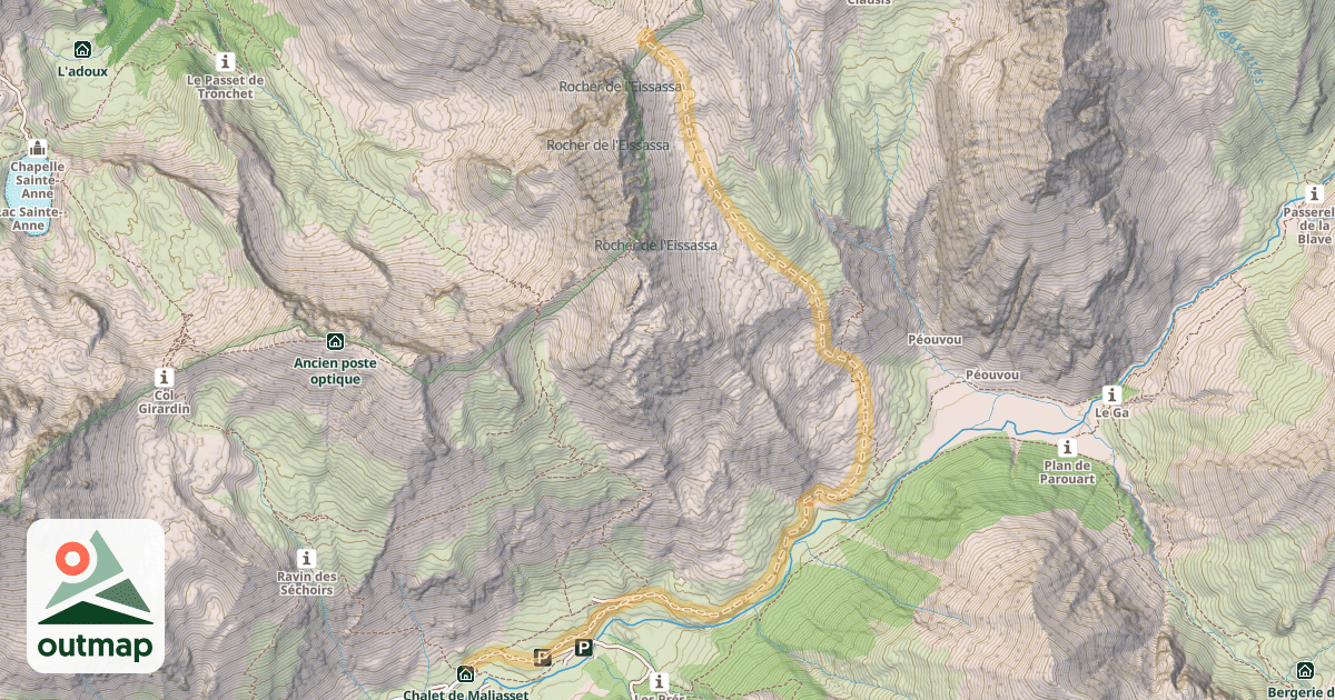 Map of Col Albert — Maljasset