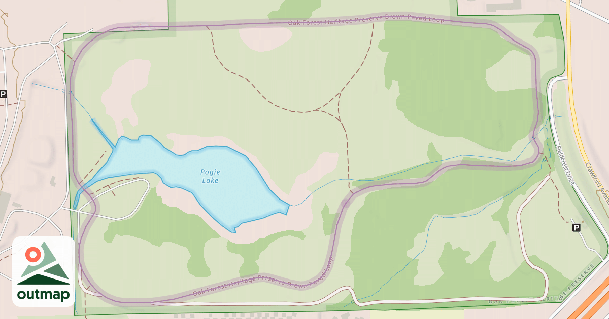 Map of Oak Forest Heritage Preserve Brown Paved Loop