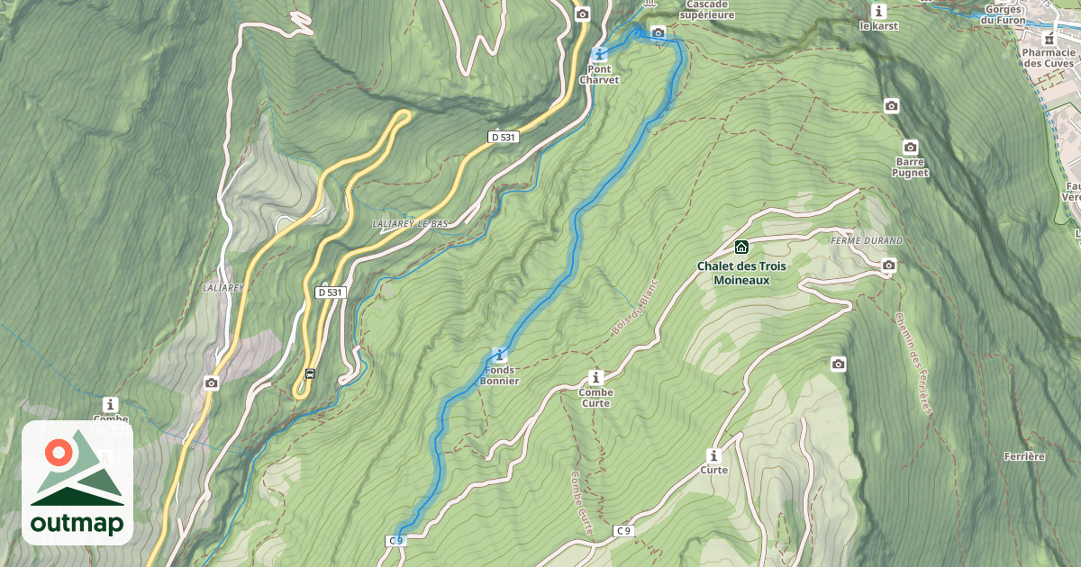 Map of Chemin de Fonds Bonnier au Pont de Charvet