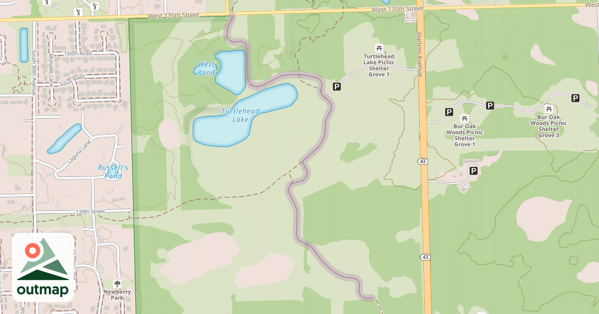 Map of Tinley Creek Red Paved Loop