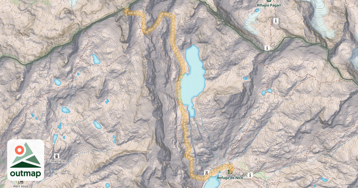 Map of Cime du Gélas — Refuge de Nice