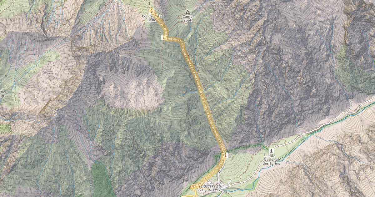 Map preview of Col de Côte Belle — Désert-en-Valjouffrey