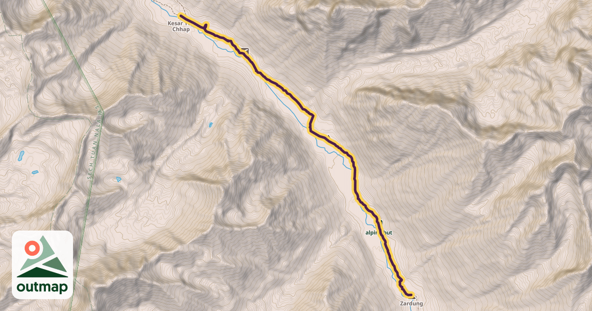 Map of Zardung Kesar Yon Chhap Trail