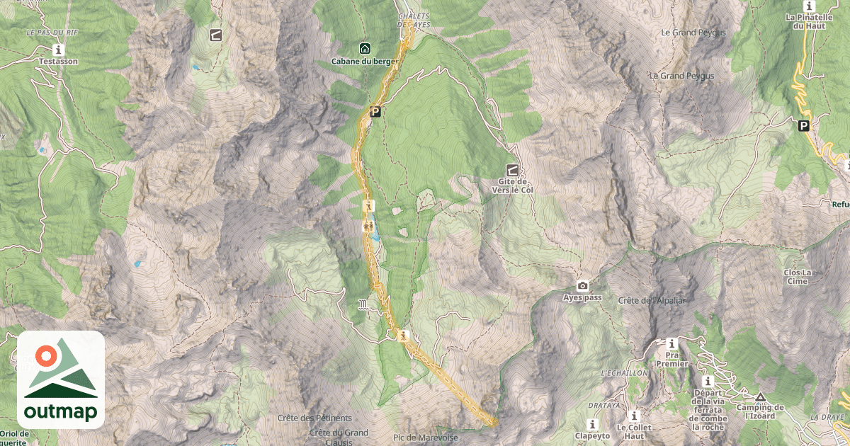 Map of Brèche de Roche Noire — Les Ayes