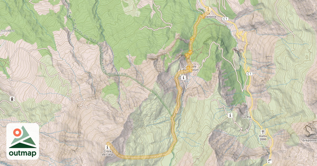 Map of Croix de l'Alpe — Chalanette