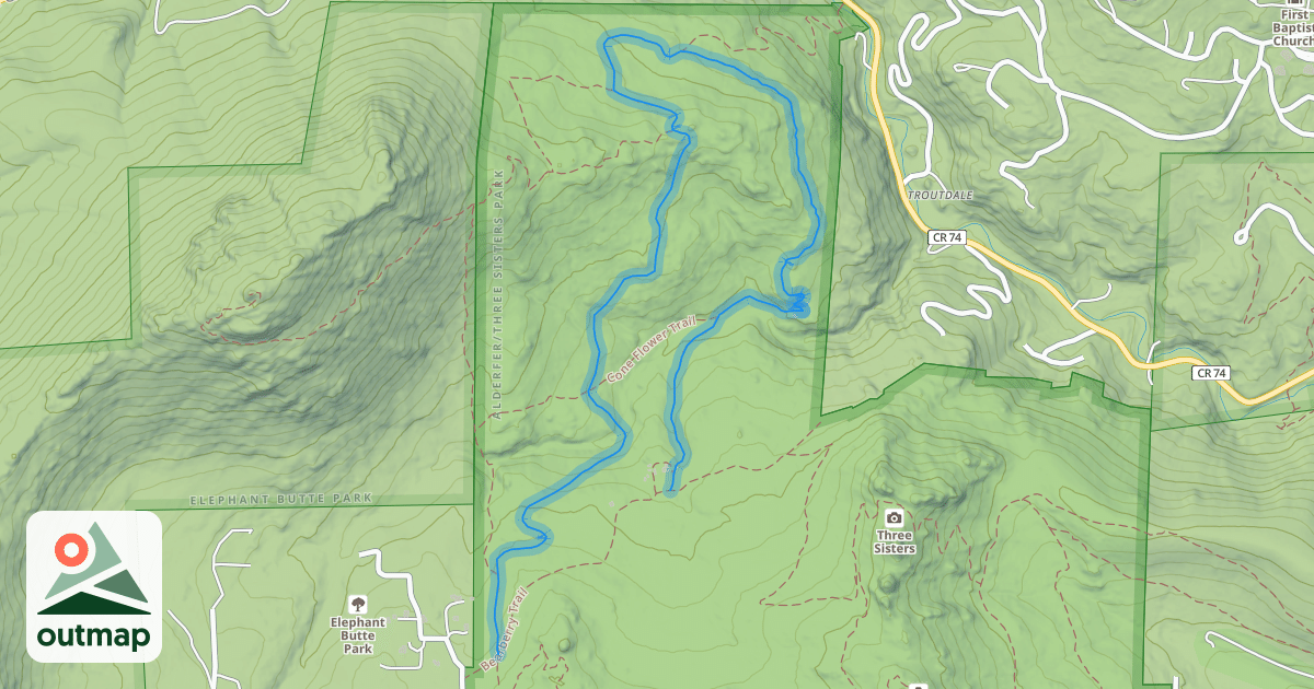 Map of Mountain Muhly Trail