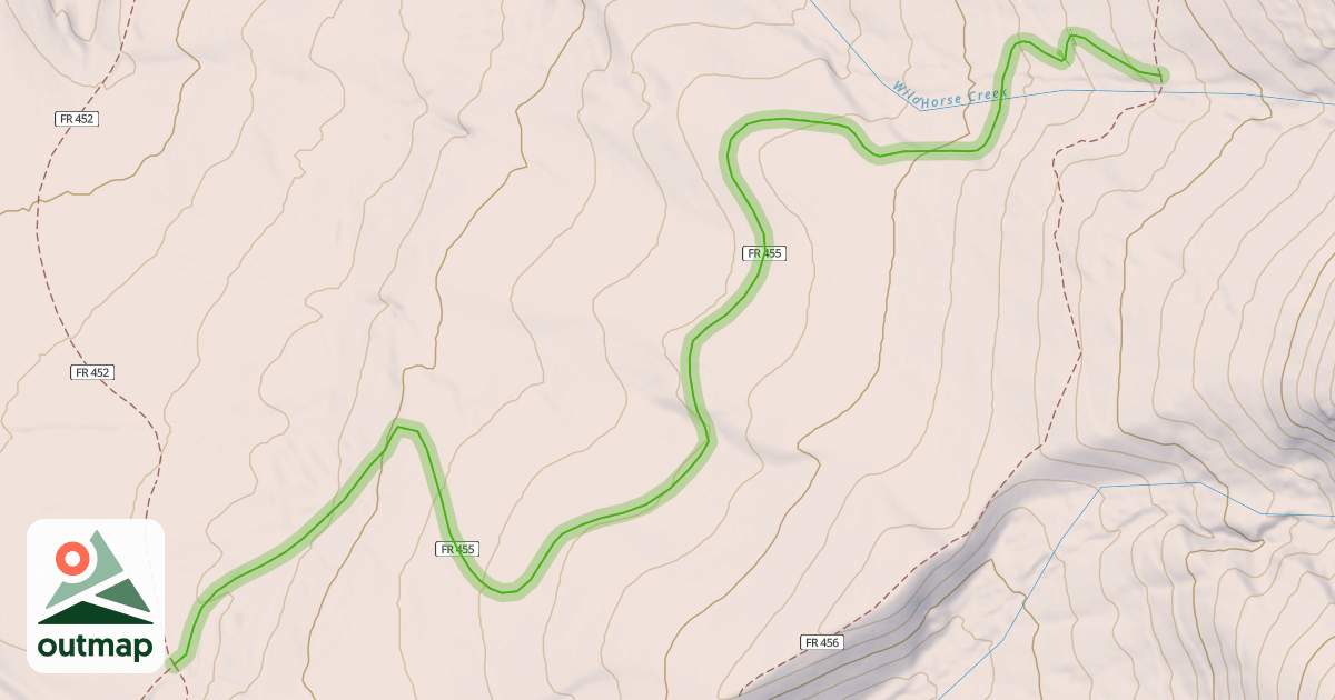 Map of Upper Wildhorse Lick Trail