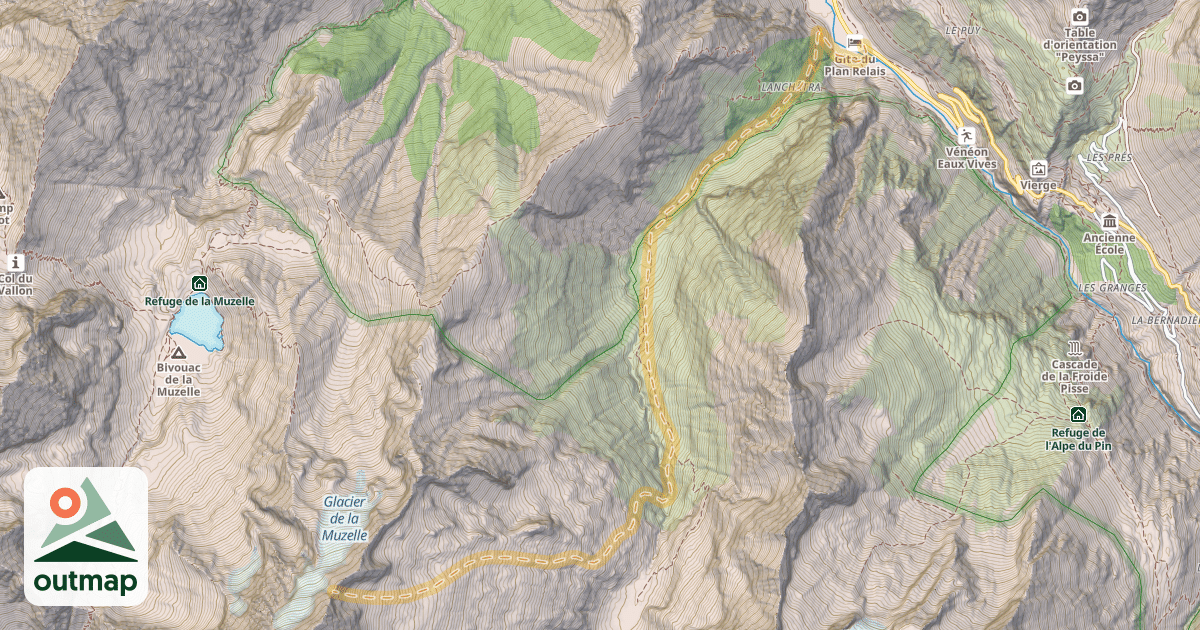 Map of Col Jean Martin — Gite d'étape du Plan du Lac