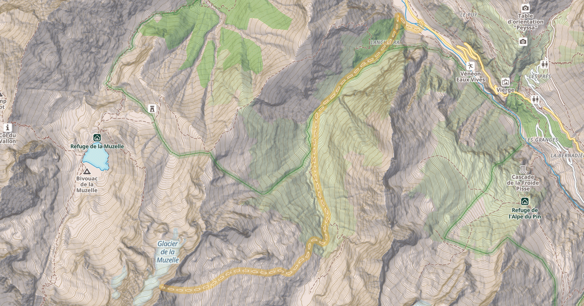 Map preview of Col Jean Martin — Gite d'étape du Plan du Lac
