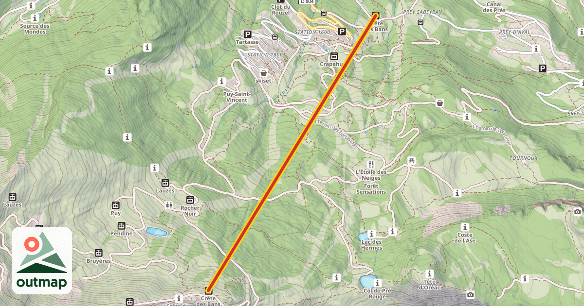 Map of Crête des Bans