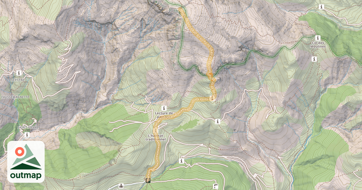 Map of Mont Démant — Col de l'Espaule