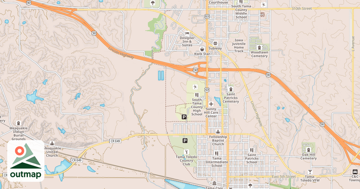 Map of Tama/Toledo Rec Trail in Tama