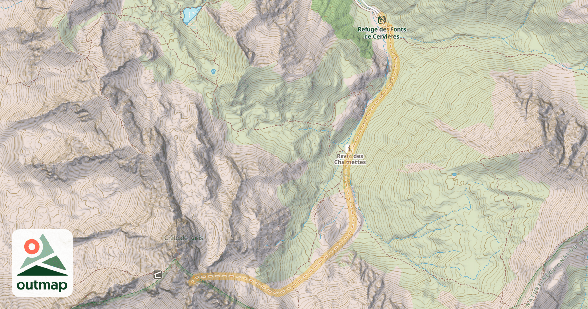 Map of Brèche sud de Rochebrune — Les Fonts de Cervières