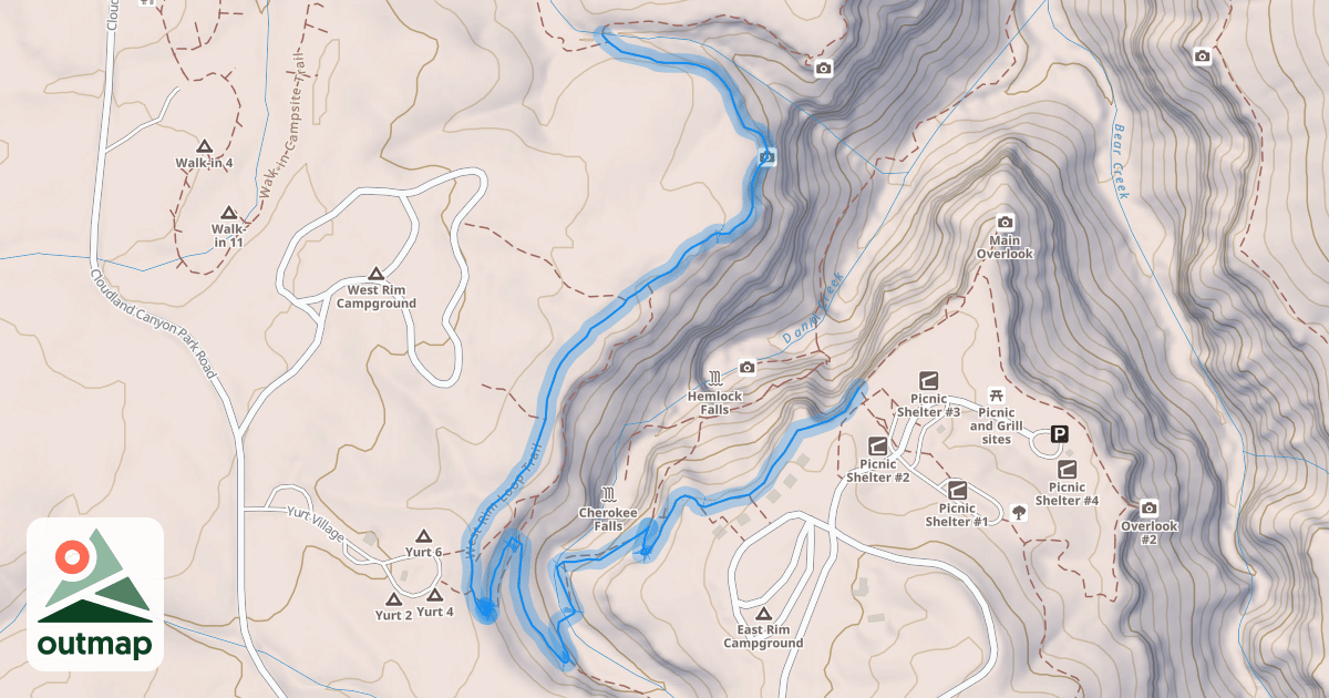 Map of West Rim Loop Trail
