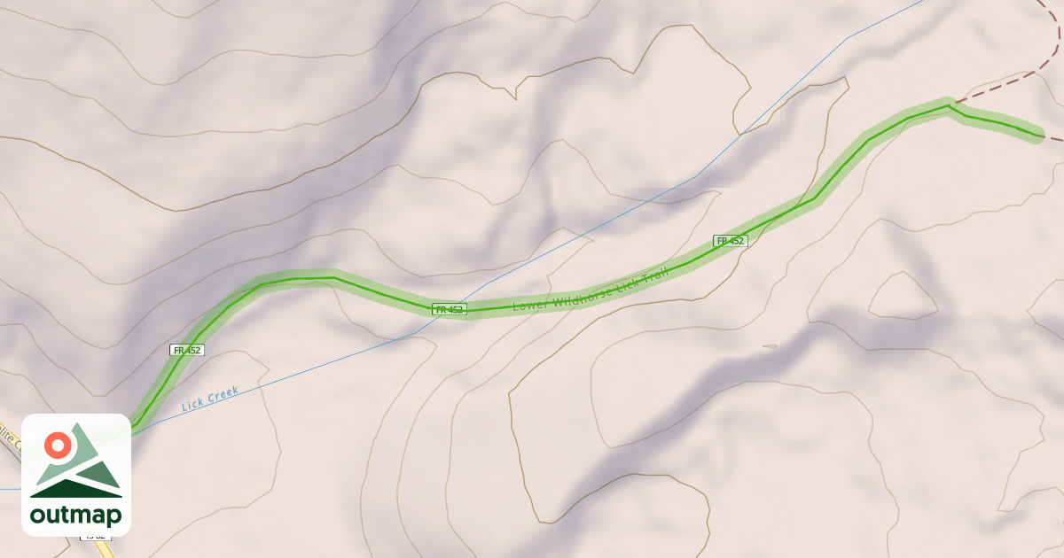 Map of Lower Wildhorse Lick Trail