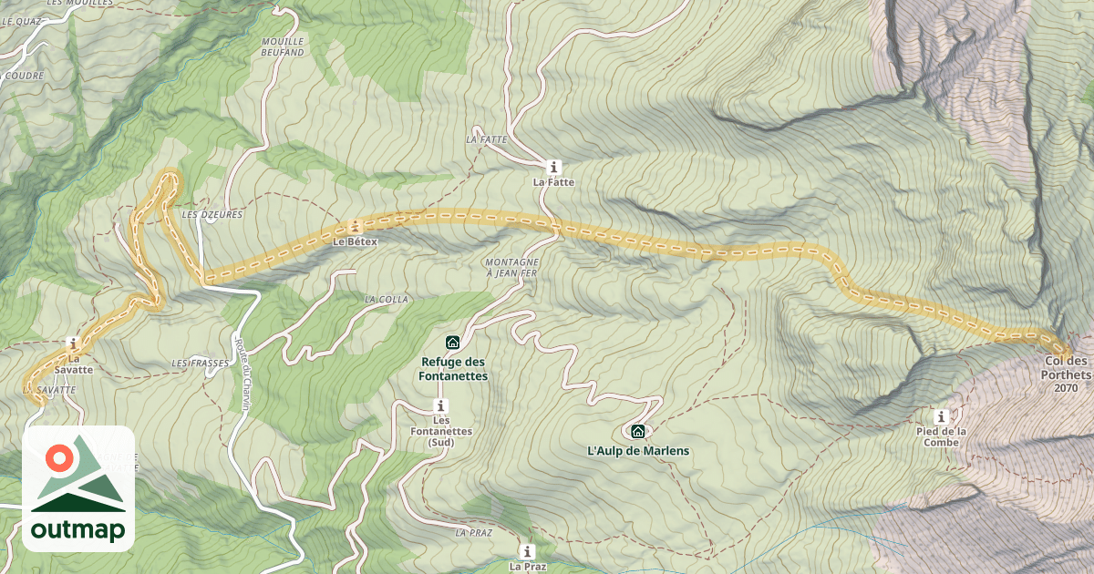 Map of Col des Porthets — La Savatte