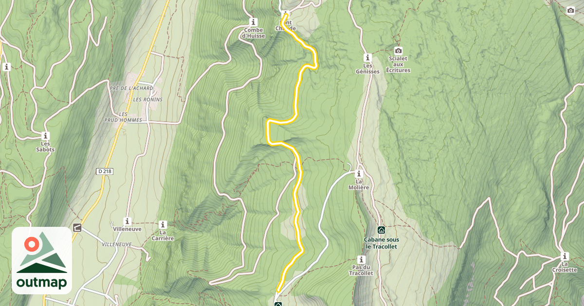 Map of Route forestière des Feneys