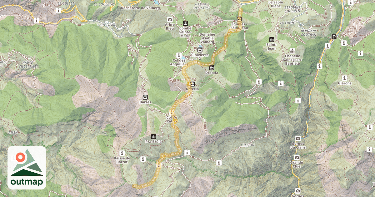 Map of Dôme de Barrot — Parking de la Rouya
