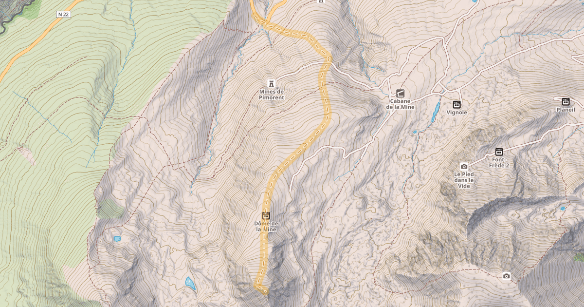 Map preview of Pic de la Mina — Parking du Baladrar