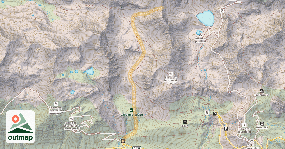 Map of Col d'Oncet — Parking d'Aoube