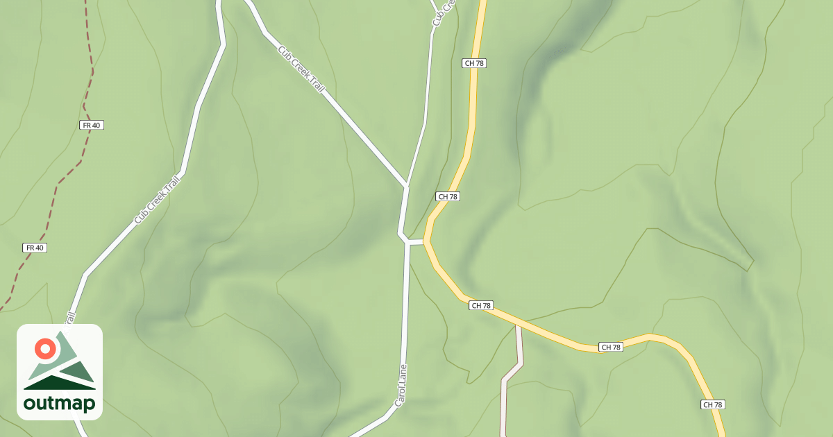 Map of CUB CREEK ROAD