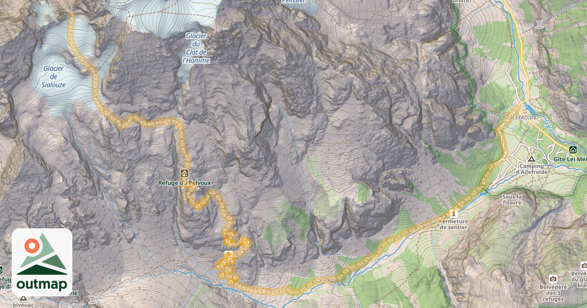 Map of Col de Pelvoux — Ailefroide