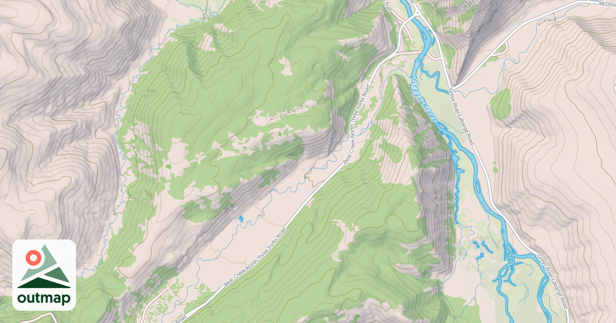 Map of BEAR CREEK NORTH 3 FORKS