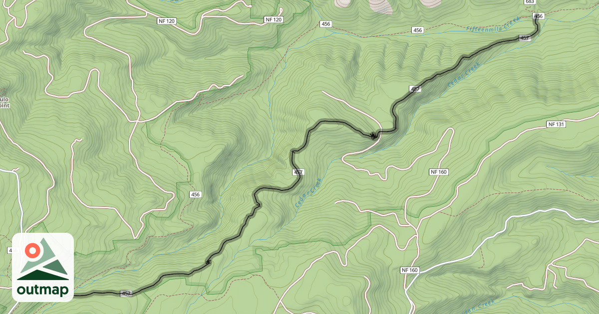 Map of Cedar Creek Trail #457