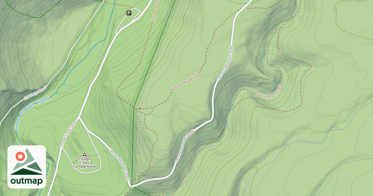 Map of Rothrock State Forest Trough Creek Snowmobile Trails