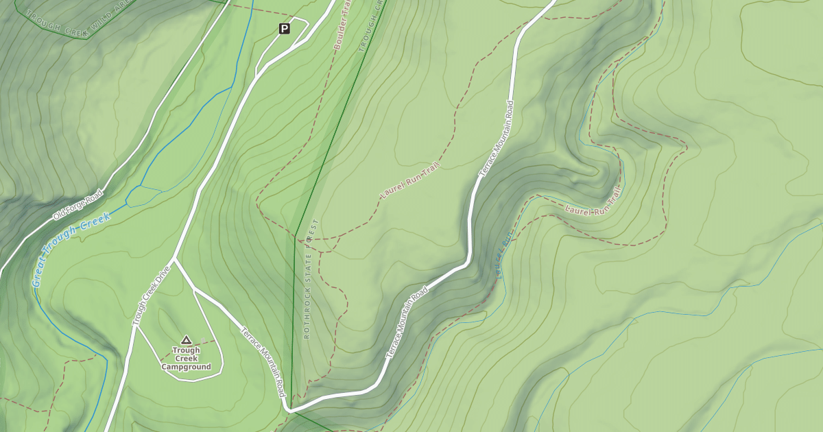 Map preview of Rothrock State Forest Trough Creek Snowmobile Trails
